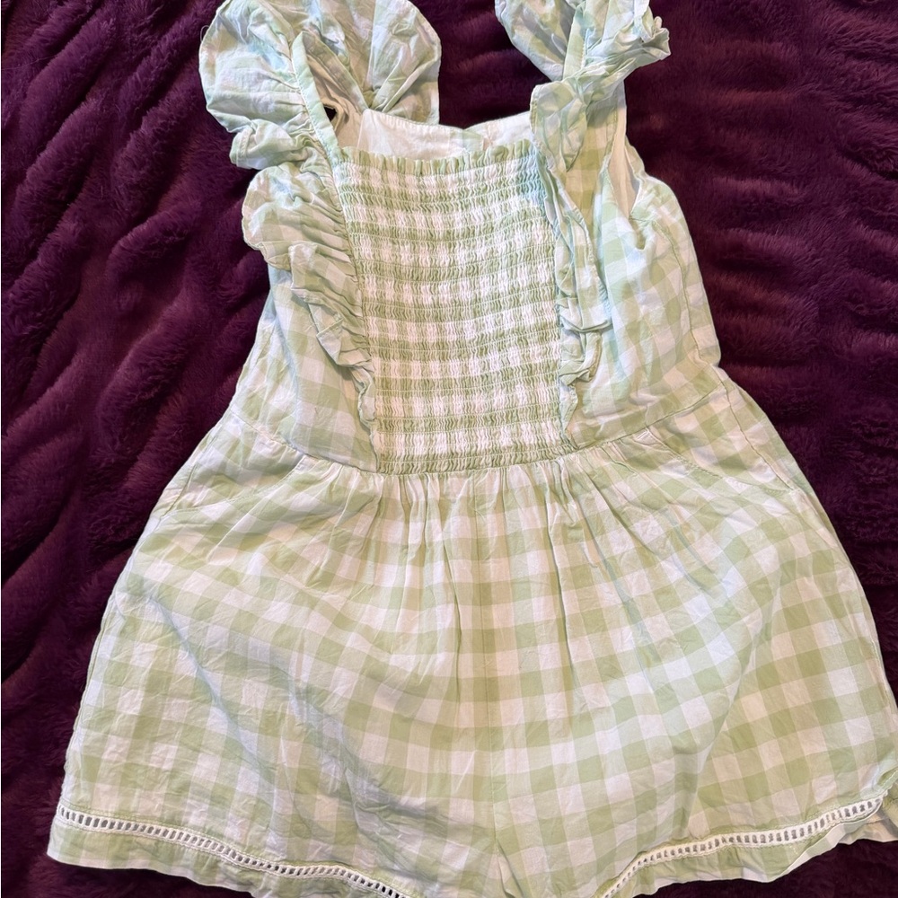 Janie and Jack Green Checkered Dress